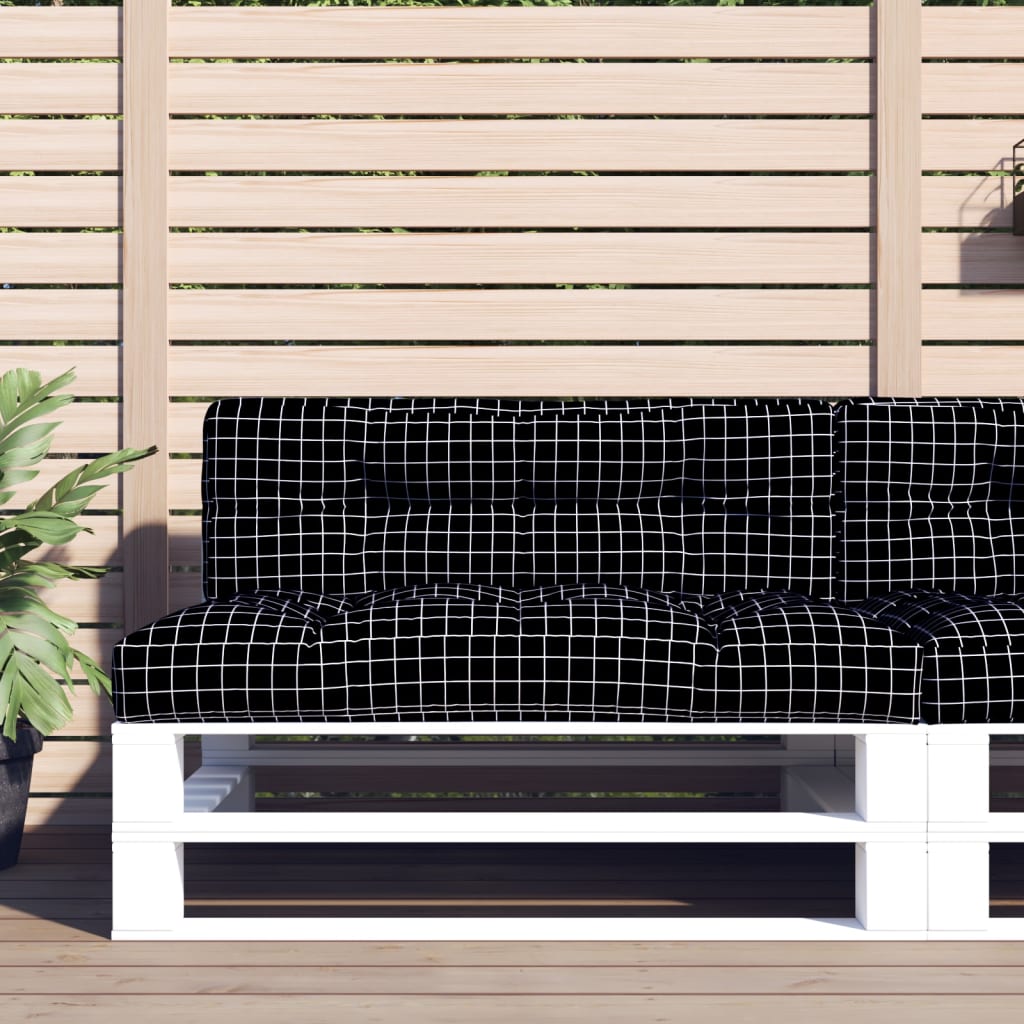 vidaXL Coussin de palette à carreaux noirs 120x40x12 cm tissu