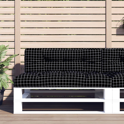 vidaXL Coussin de palette à carreaux noirs 120x40x12 cm tissu