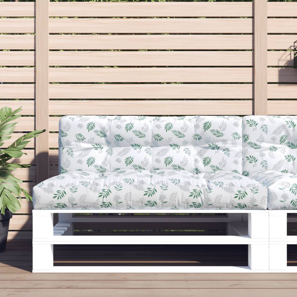 vidaXL Coussin de palette motif feuilles 120x40x12 cm tissu