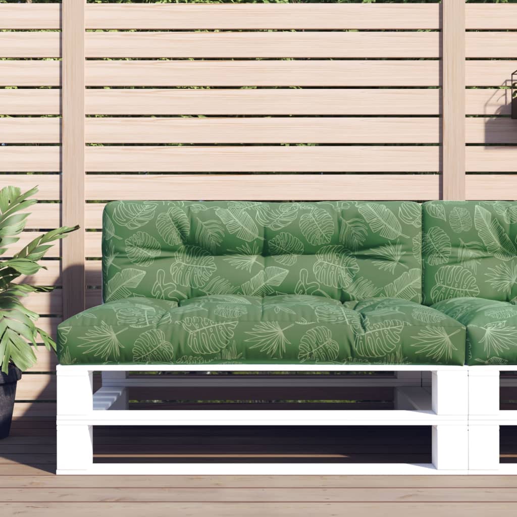 vidaXL Coussin de palette motif feuilles 120x40x12 cm tissu