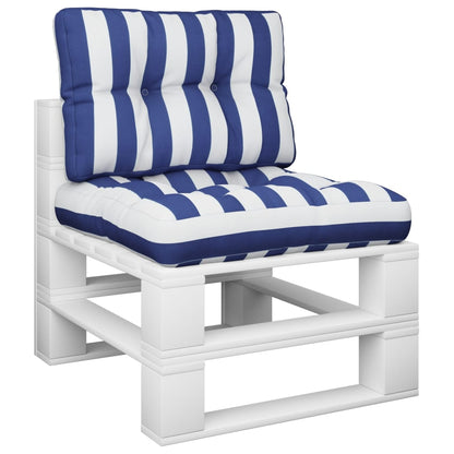 vidaXL Coussins de palette 2 pcs Bleu et blanc à rayures Tissu