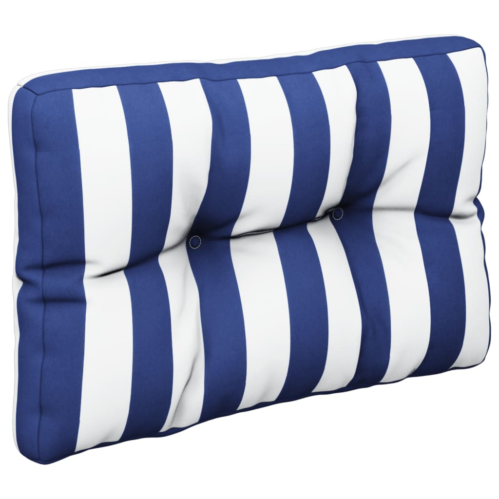 vidaXL Coussins de palette 2 pcs Bleu et blanc à rayures Tissu