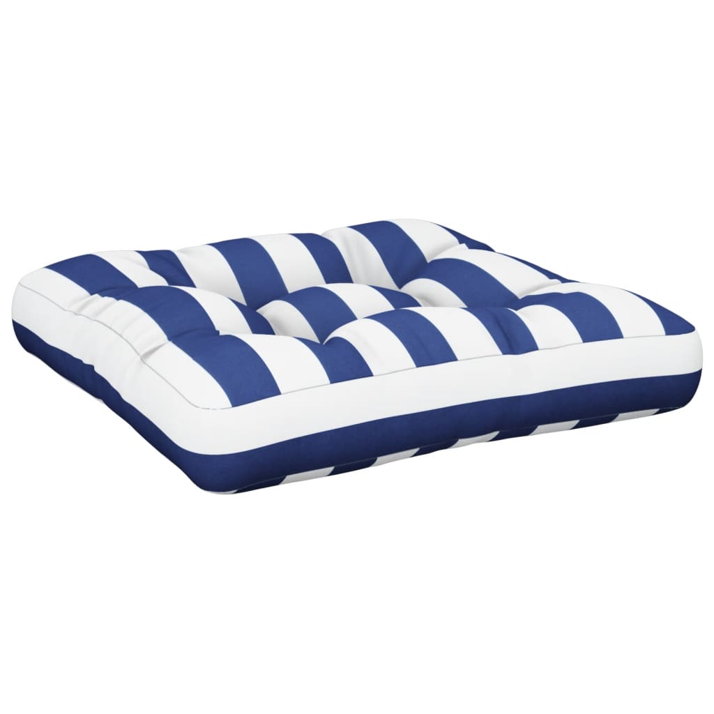 vidaXL Coussins de palette 2 pcs Bleu et blanc à rayures Tissu