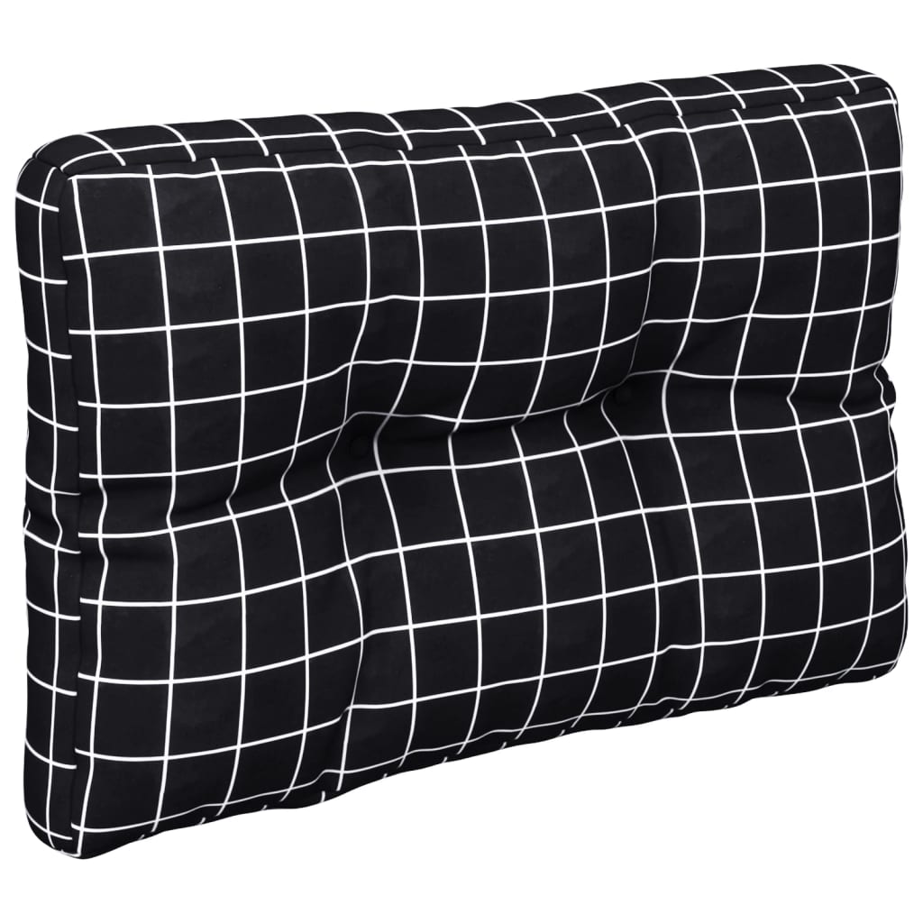 vidaXL Coussins de palette 2 pcs Motif à carreaux noir Tissu