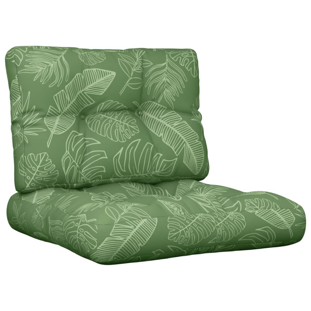 vidaXL Coussins de palettes 2 pcs Tissu motif feuilles