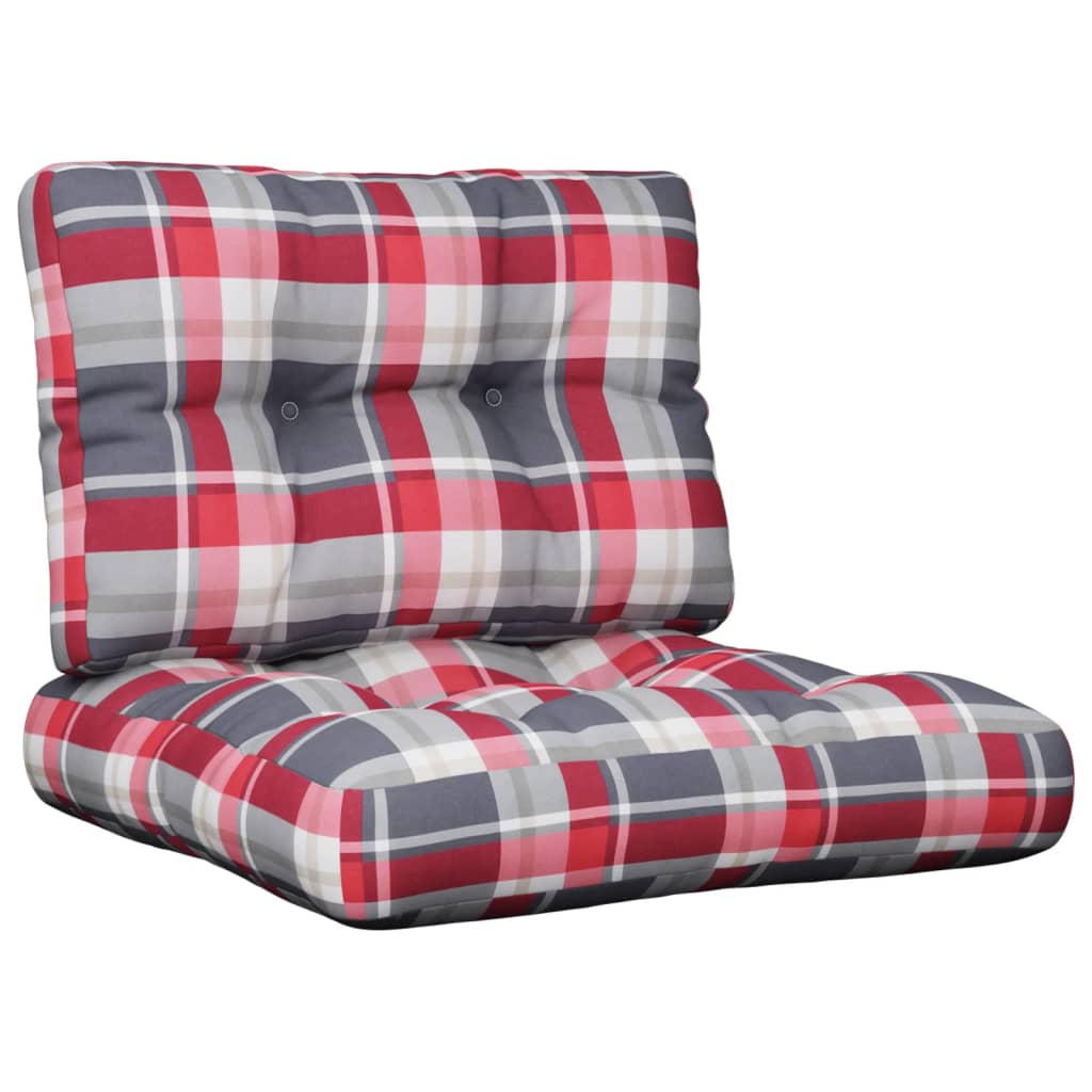 vidaXL Coussins pour palette 2 pcs Rouge à carreaux Tissu