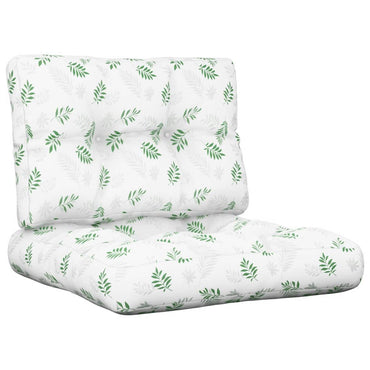 vidaXL Coussins de palettes 2 pcs Tissu motif feuilles