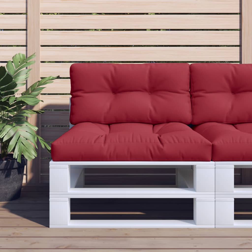 vidaXL Coussins de palette 2 pcs. Tissu Rouge bordeaux