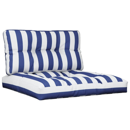 vidaXL Coussins de palette 2 pcs Bleu et blanc à rayures Tissu