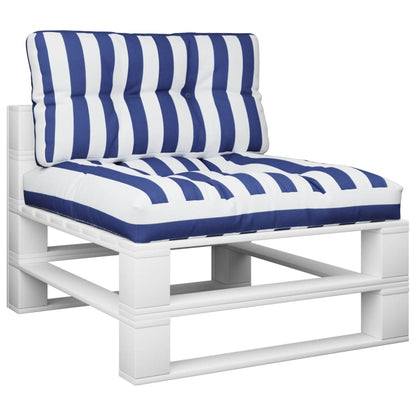 vidaXL Coussins de palette 2 pcs Bleu et blanc à rayures Tissu