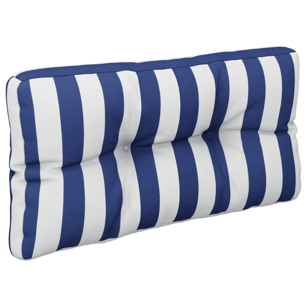 vidaXL Coussins de palette 2 pcs Bleu et blanc à rayures Tissu