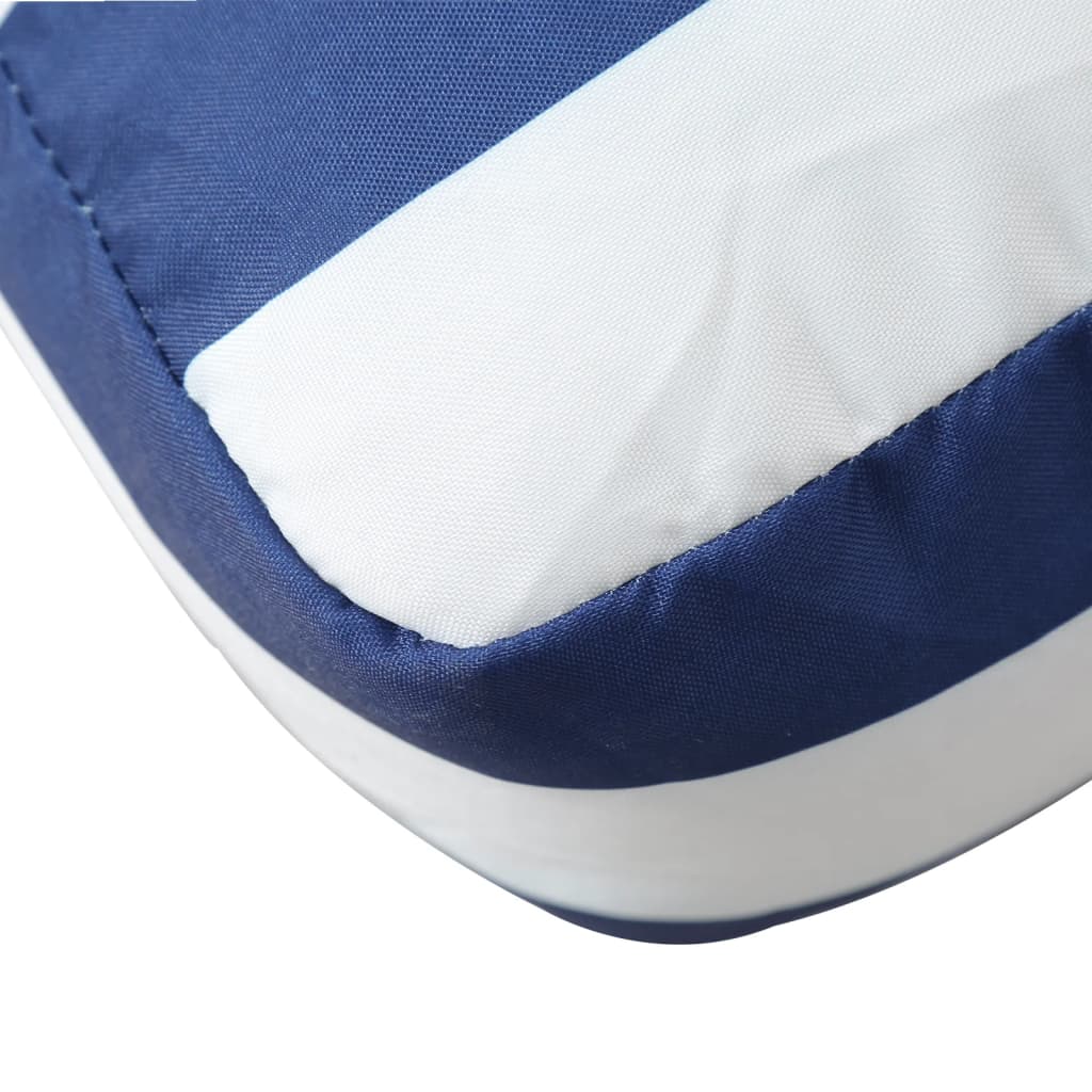 vidaXL Coussins de palette 2 pcs Bleu et blanc à rayures Tissu