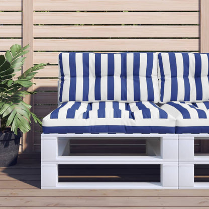 vidaXL Coussins de palette 2 pcs Bleu et blanc à rayures Tissu