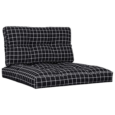 vidaXL Coussins de palette 2 pcs Motif à carreaux noir Tissu