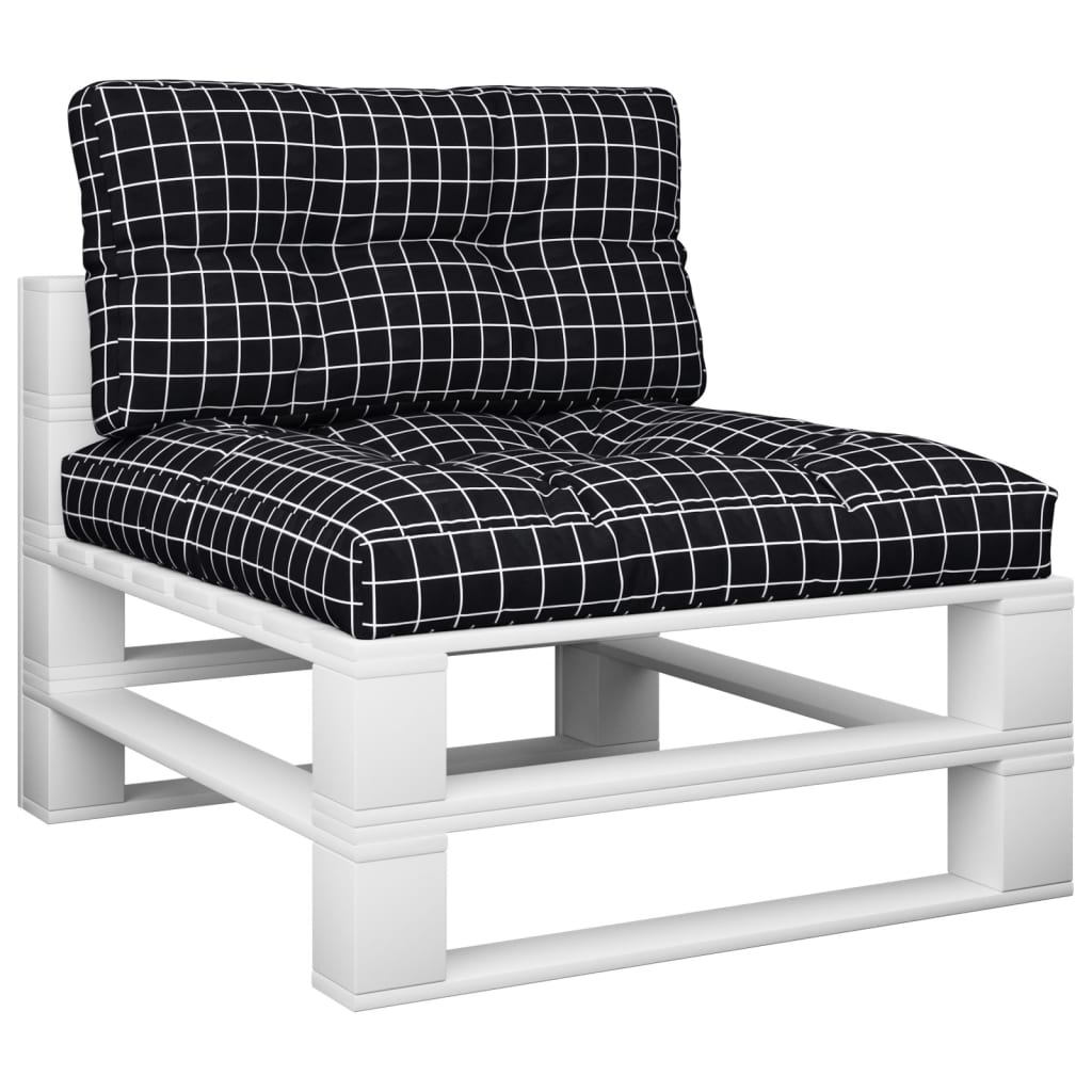 vidaXL Coussins de palette 2 pcs Motif à carreaux noir Tissu