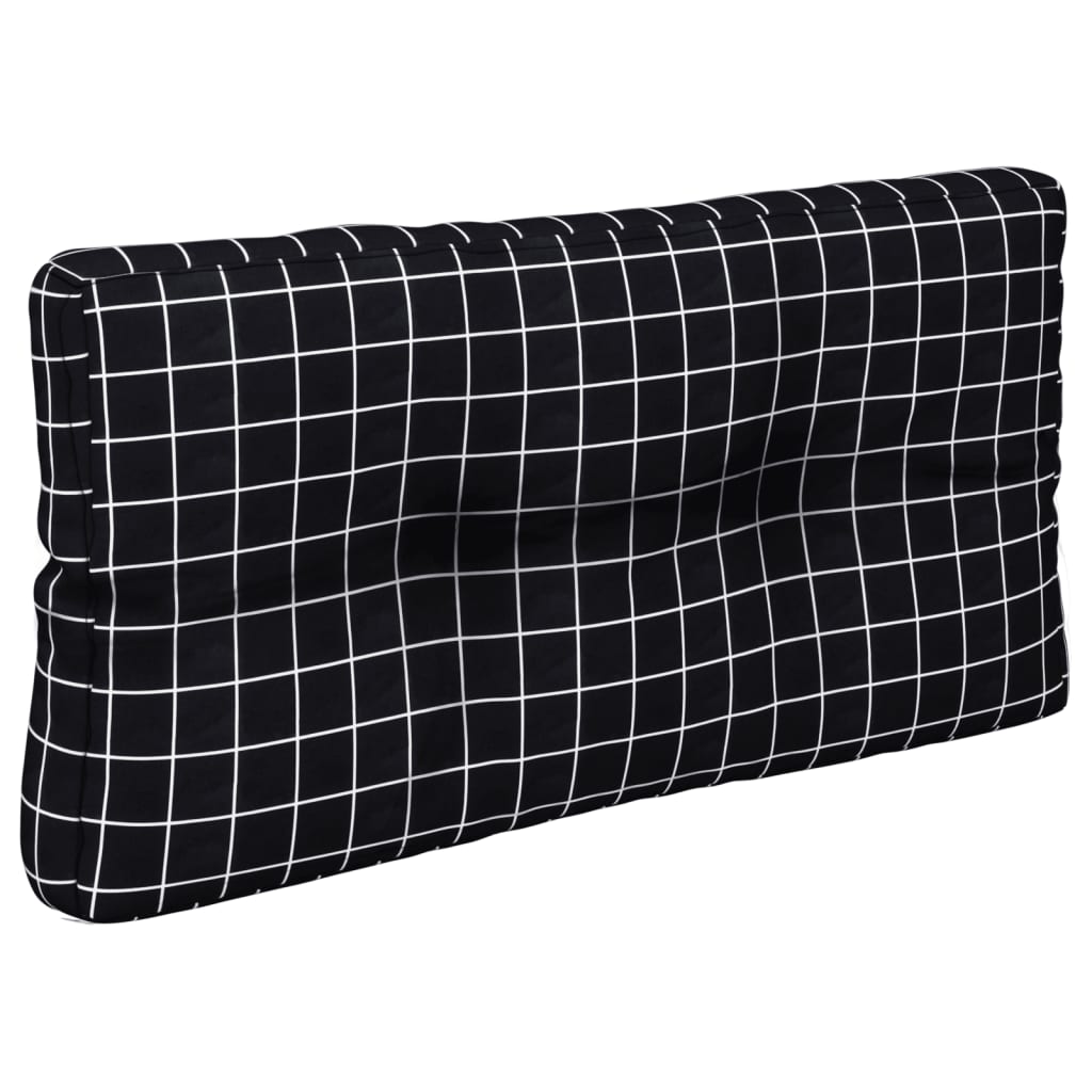 vidaXL Coussins de palette 2 pcs Motif à carreaux noir Tissu