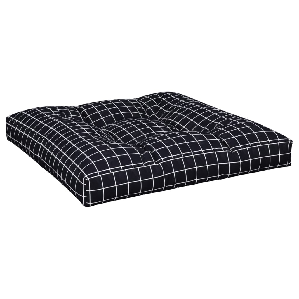 vidaXL Coussins de palette 2 pcs Motif à carreaux noir Tissu