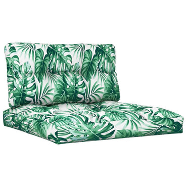 vidaXL Coussins de palettes 2 pcs Tissu motif feuilles