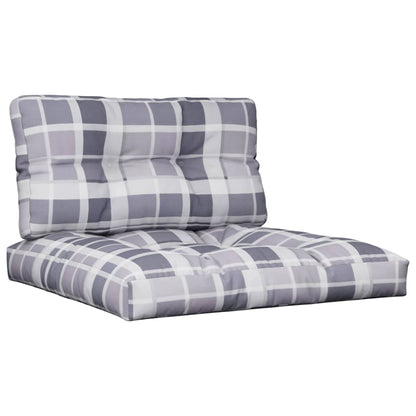 vidaXL Coussins de palette 2 pcs Gris Tissu à carreaux