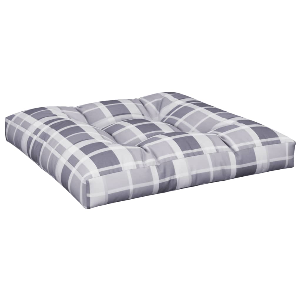 vidaXL Coussins de palette 2 pcs Gris Tissu à carreaux