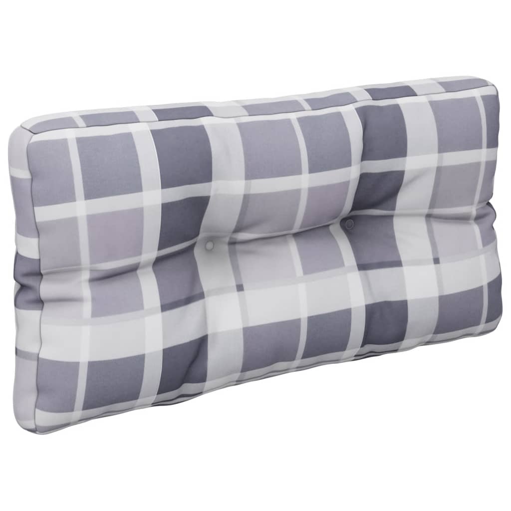 vidaXL Coussins de palette 2 pcs Gris Tissu à carreaux