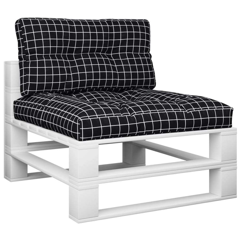 vidaXL Coussins de palette 2 pcs Motif à carreaux noir Tissu
