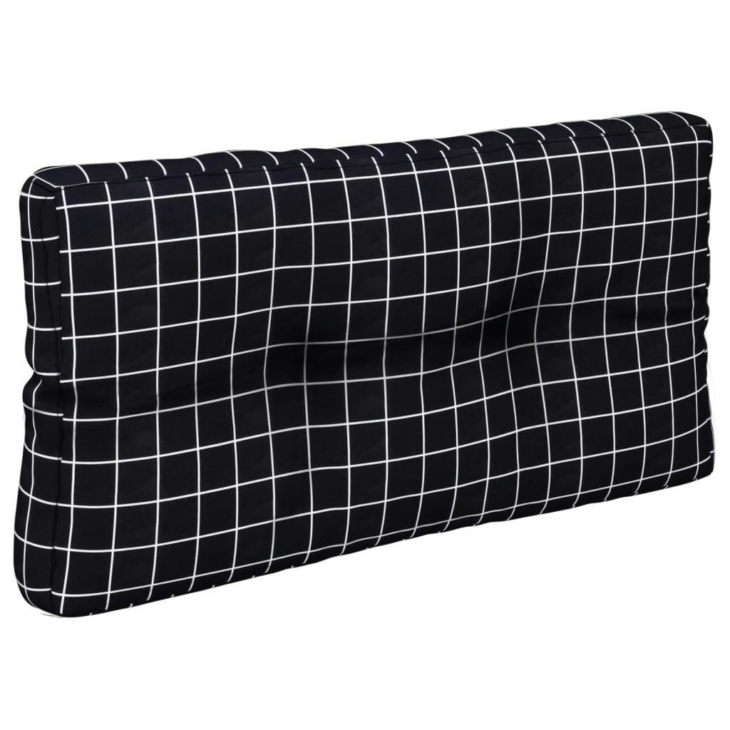 vidaXL Coussins de palette 2 pcs Motif à carreaux noir Tissu