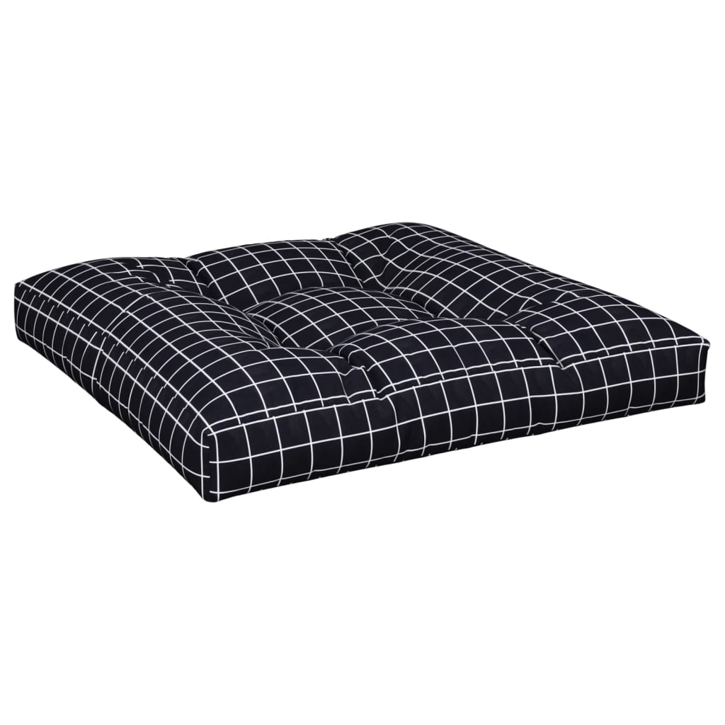 vidaXL Coussins de palette 2 pcs Motif à carreaux noir Tissu