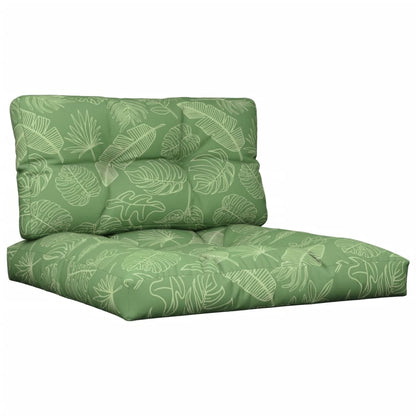 vidaXL Coussins de palettes 2 pcs Tissu motif feuilles