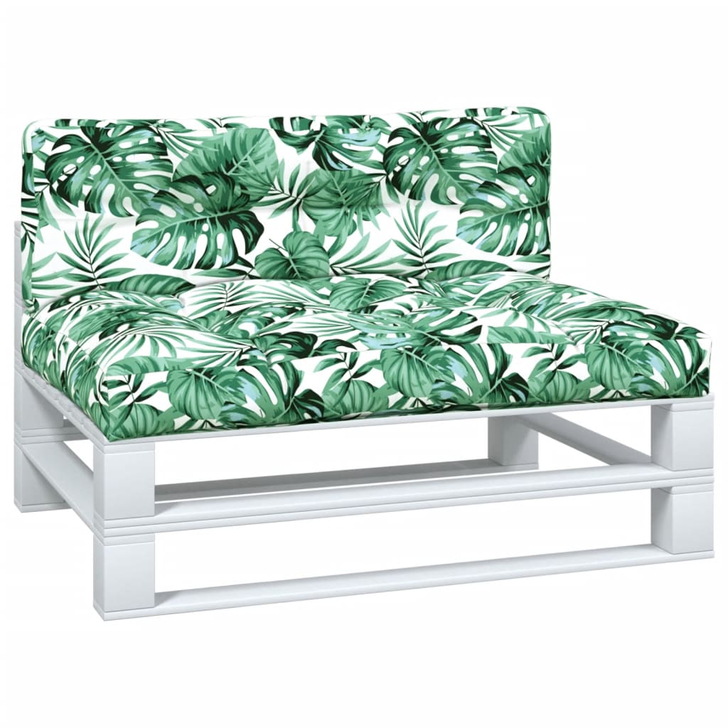 vidaXL Coussins de palettes 2 pcs Tissu motif feuilles