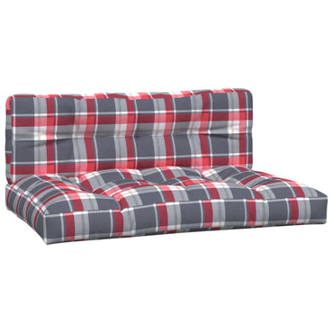 vidaXL Coussins pour palette 2 pcs Rouge à carreaux Tissu
