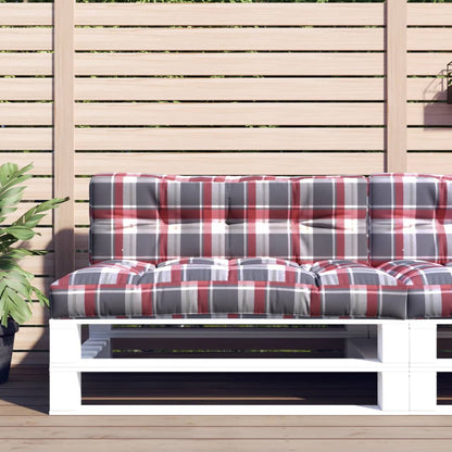 vidaXL Coussins pour palette 2 pcs Rouge à carreaux Tissu