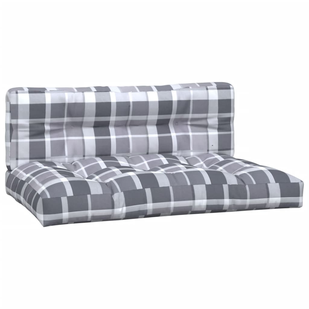 vidaXL Coussins de palette 2 pcs Gris Tissu à carreaux