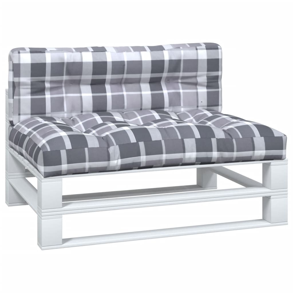 vidaXL Coussins de palette 2 pcs Gris Tissu à carreaux