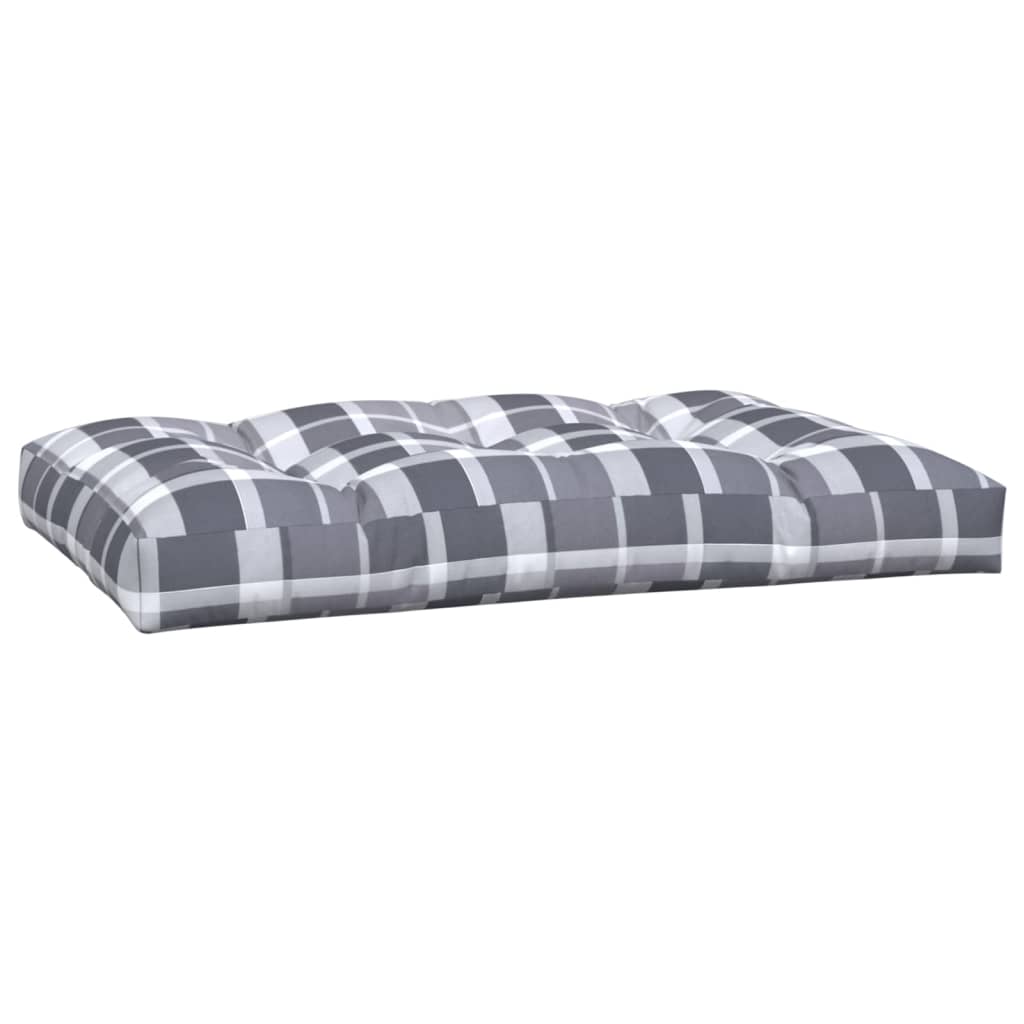 vidaXL Coussins de palette 2 pcs Gris Tissu à carreaux