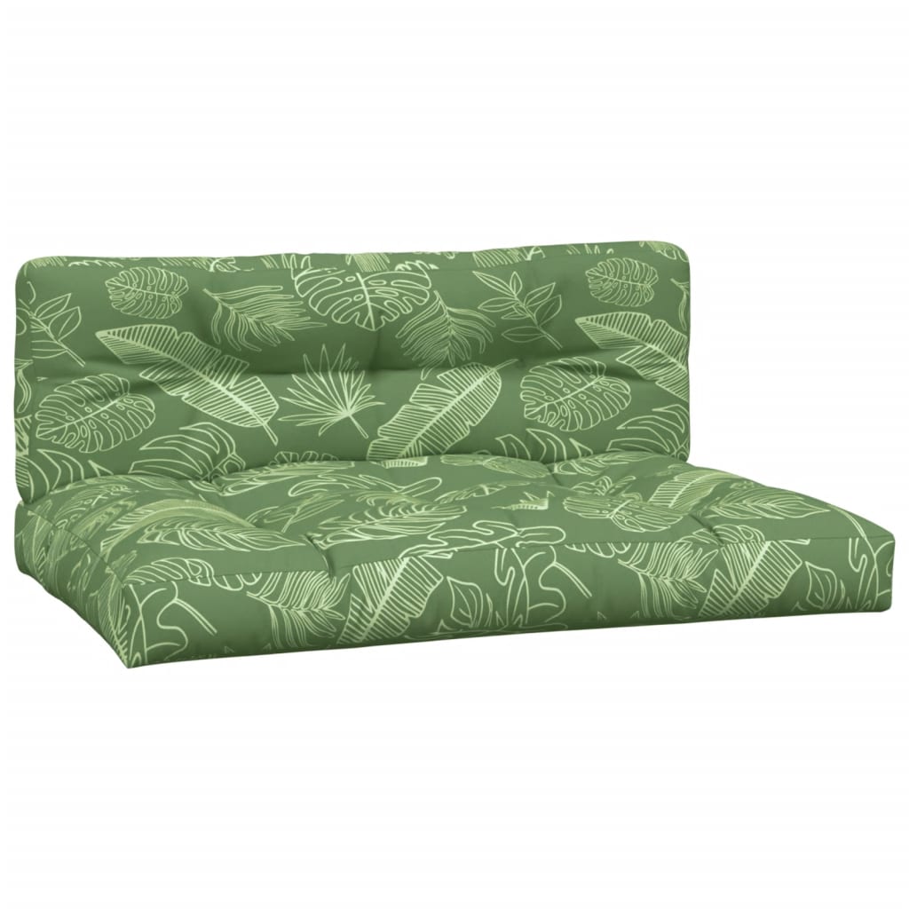 vidaXL Coussins de palettes 2 pcs Tissu motif feuilles