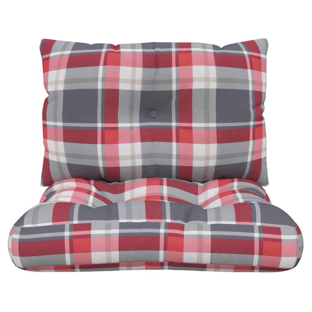 vidaXL Coussins pour palette 2 pcs Rouge à carreaux Tissu