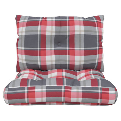 vidaXL Coussins pour palette 2 pcs Rouge à carreaux Tissu