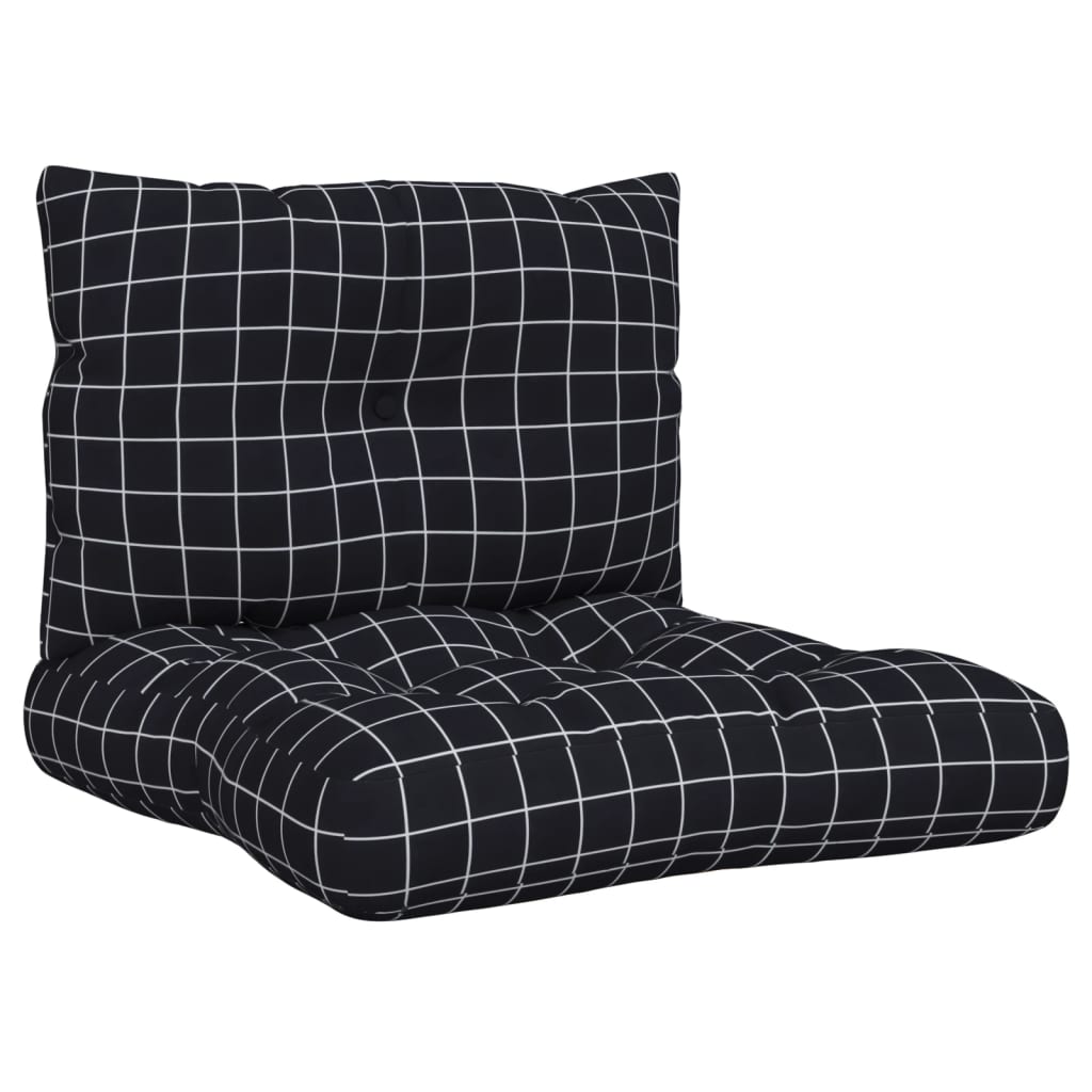 vidaXL Palettenkissen 2 Stk. Schwarz Karomuster Oxford-Gewebe