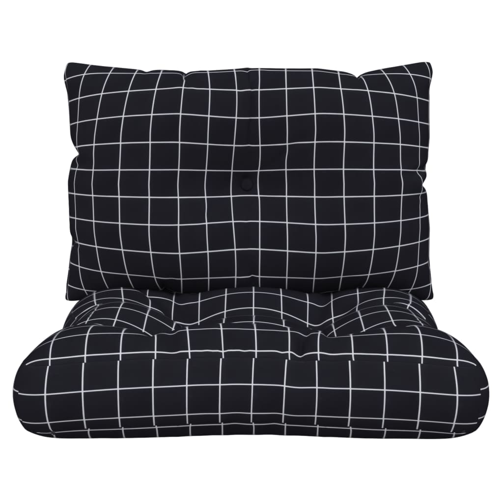 vidaXL Palettenkissen 2 Stk. Schwarz Karomuster Oxford-Gewebe