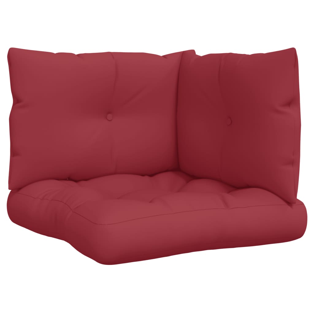 vidaXL Coussins de palette 3 pcs Rouge bordeaux Tissu