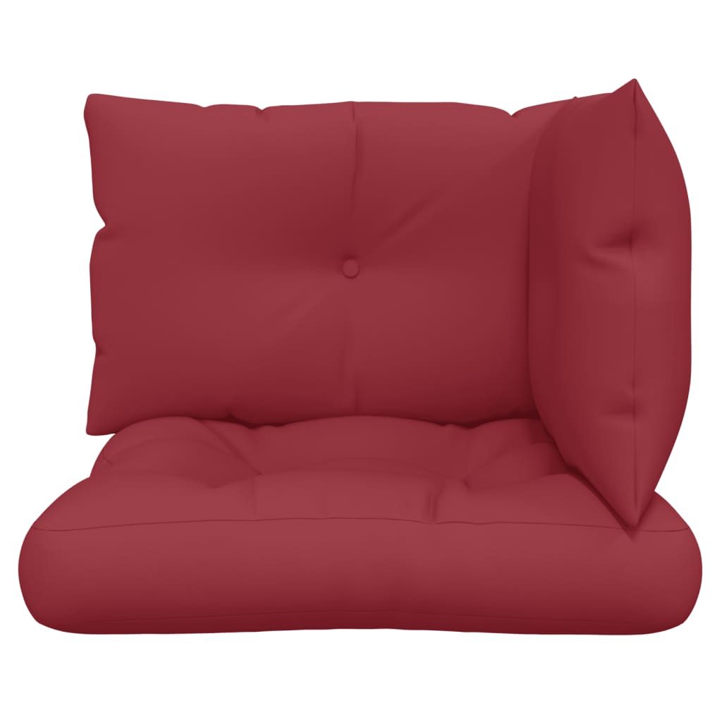 vidaXL Coussins de palette 3 pcs Rouge bordeaux Tissu