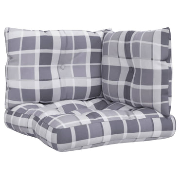 vidaXL Coussins de palette 3 pcs Gris Tissu à carreaux