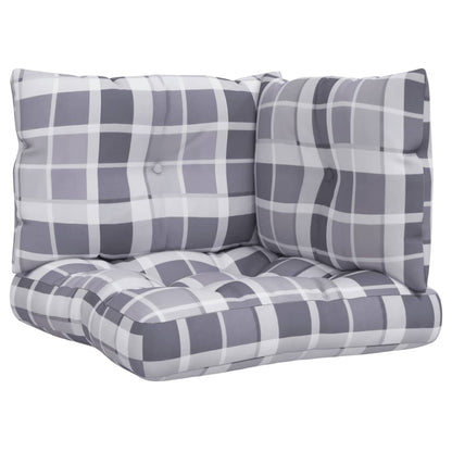 vidaXL Coussins de palette 3 pcs Gris Tissu à carreaux