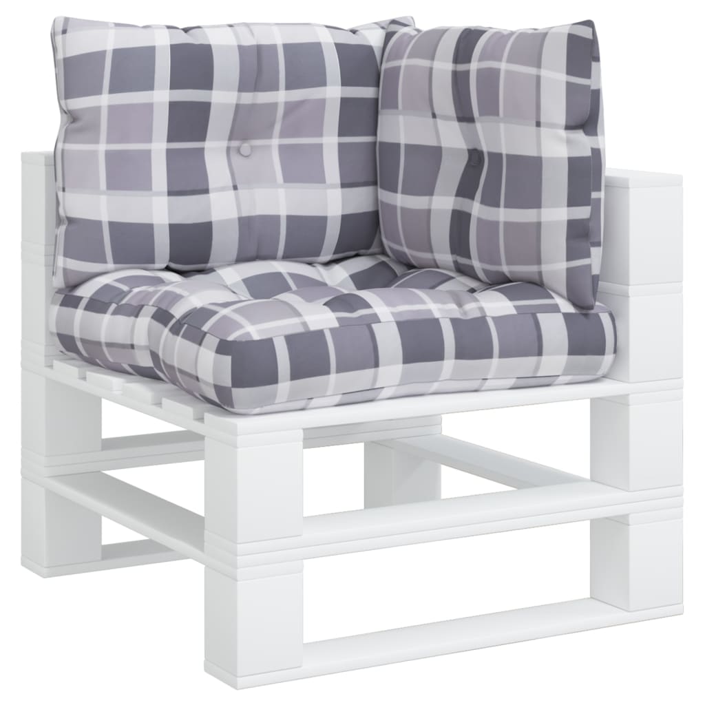 vidaXL Coussins de palette 3 pcs Gris Tissu à carreaux
