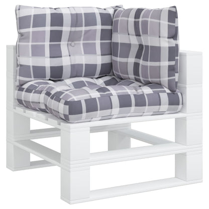 vidaXL Coussins de palette 3 pcs Gris Tissu à carreaux