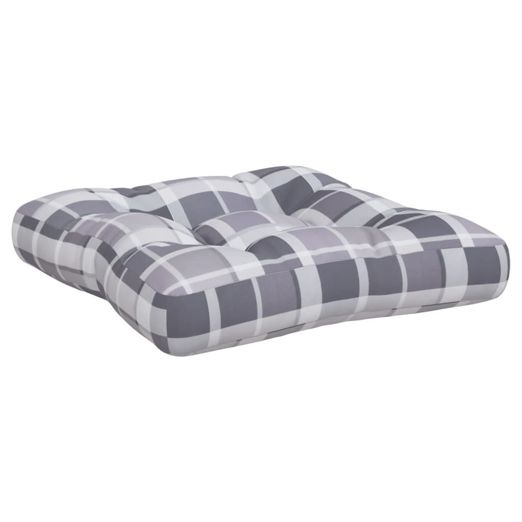 vidaXL Coussins de palette 3 pcs Gris Tissu à carreaux