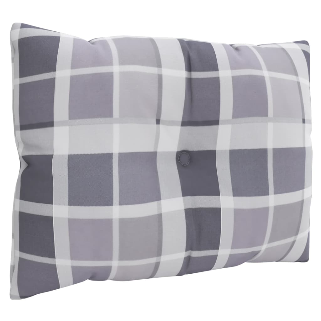 vidaXL Coussins de palette 3 pcs Gris Tissu à carreaux