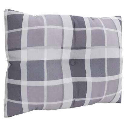 vidaXL Coussins de palette 3 pcs Gris Tissu à carreaux