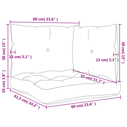 vidaXL Coussins de palette 3 pcs Gris Tissu à carreaux